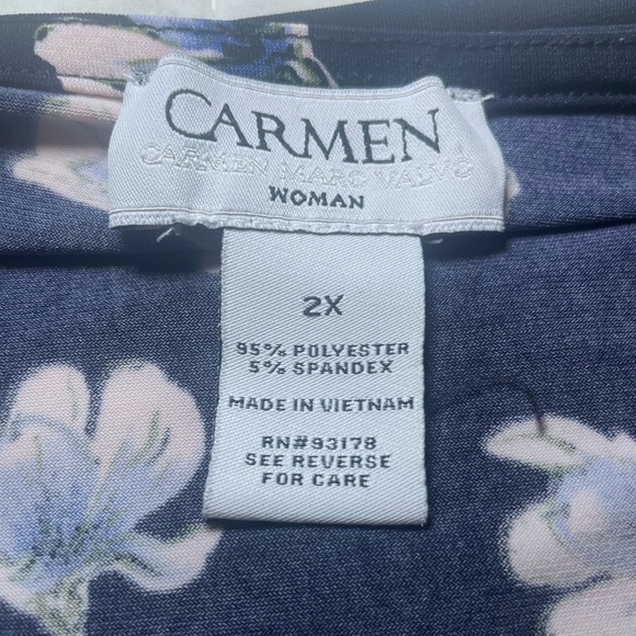 Floral Print Navy 3/4 Sleeve Top 2XL - Picture 3 of 8